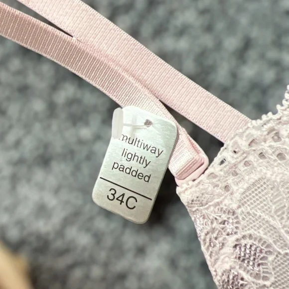 ***Final Drop*** NWT Sophie B Pink Lace over Gray Longline Bra 34C - Picture 3 of 13